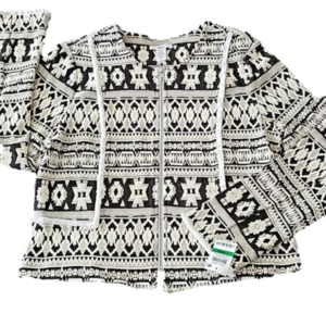 BAR III Bora Bora Aztec Zip Front Jacket Large
